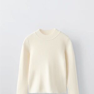 Zara girl 9-10 Cream Ribbed Knit Sweater
